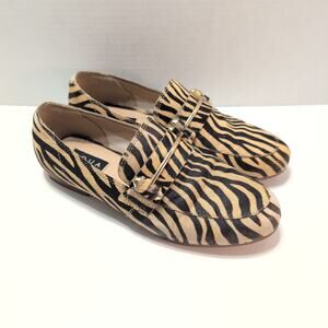 Aqua Kim Calf Hair Slip On Loafers Women's 8M Tiger Stripe